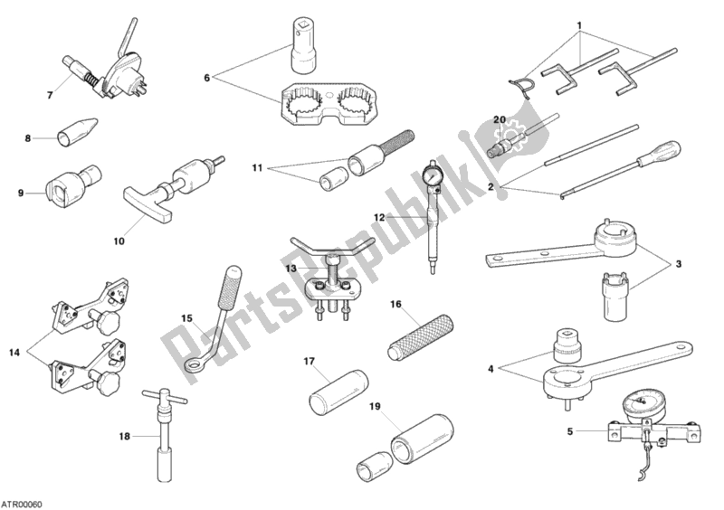 Tutte le parti per il 01a - Attrezzi Di Servizio Per Officina, Motore del Ducati Superbike 999 R 2005